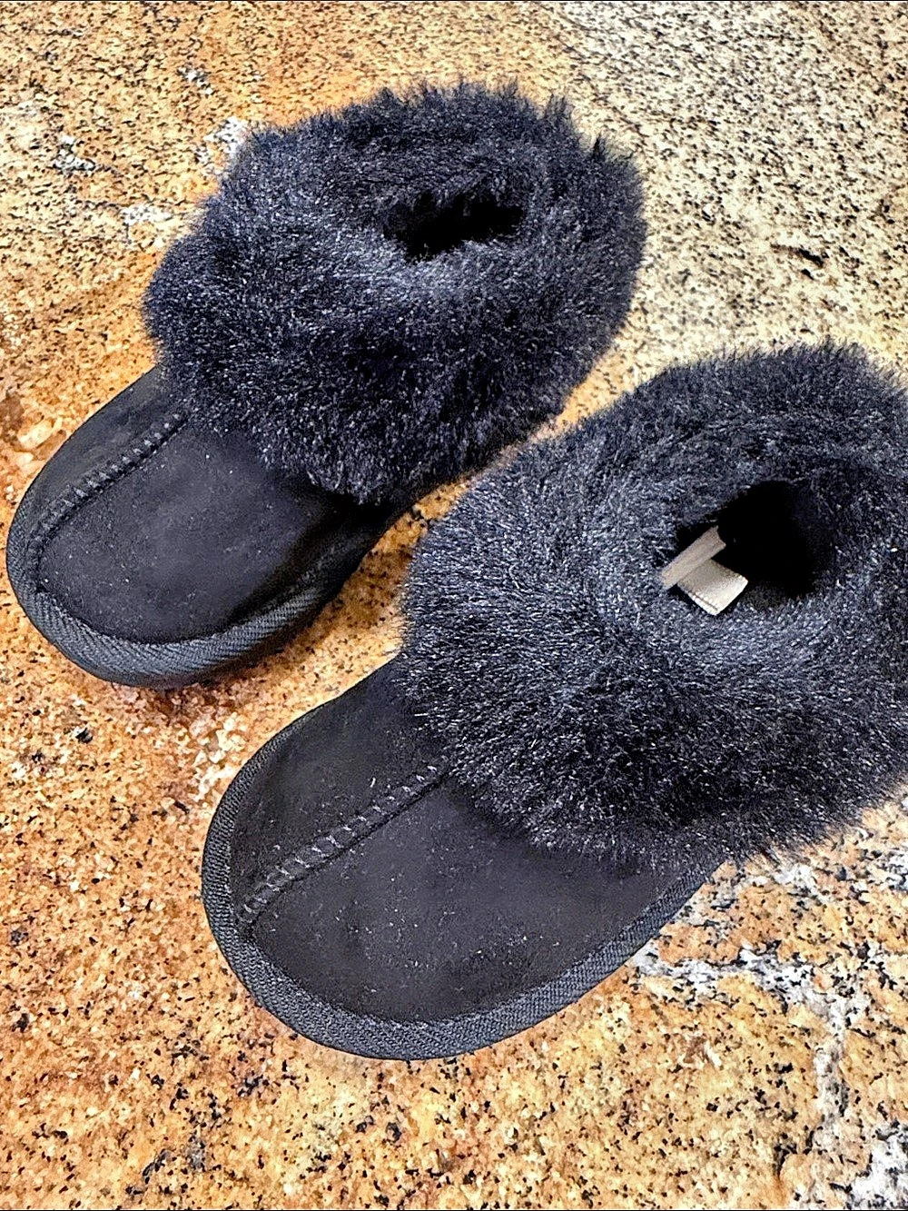 Black Faux-Fur Slippers Toddler size 7 Like New